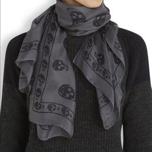 Alexander McQueen Silk Skull Scarf - Grey & Black